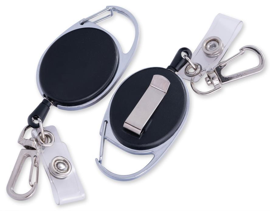 Ретрактор на клипсе с карабином, овальный