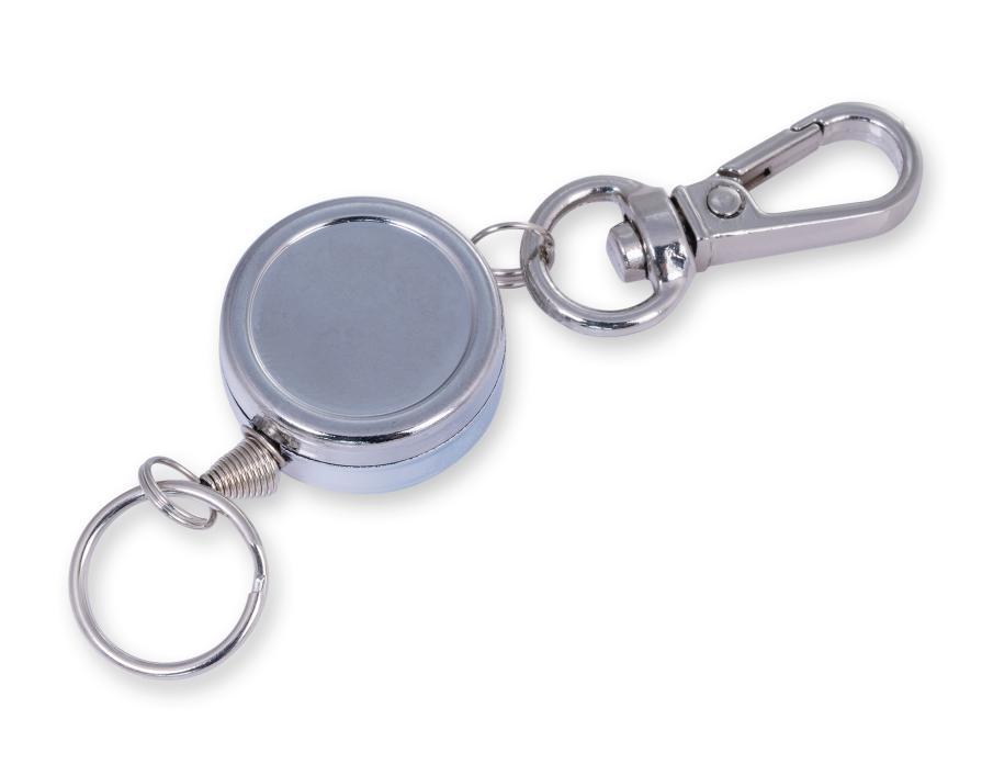 Ретрактор с карабином и кольцом, хром